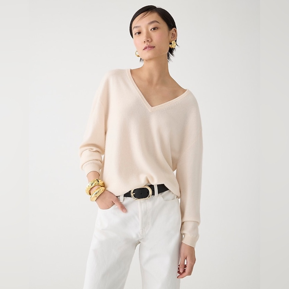 J. Crew Cream V-Neck Sweater
